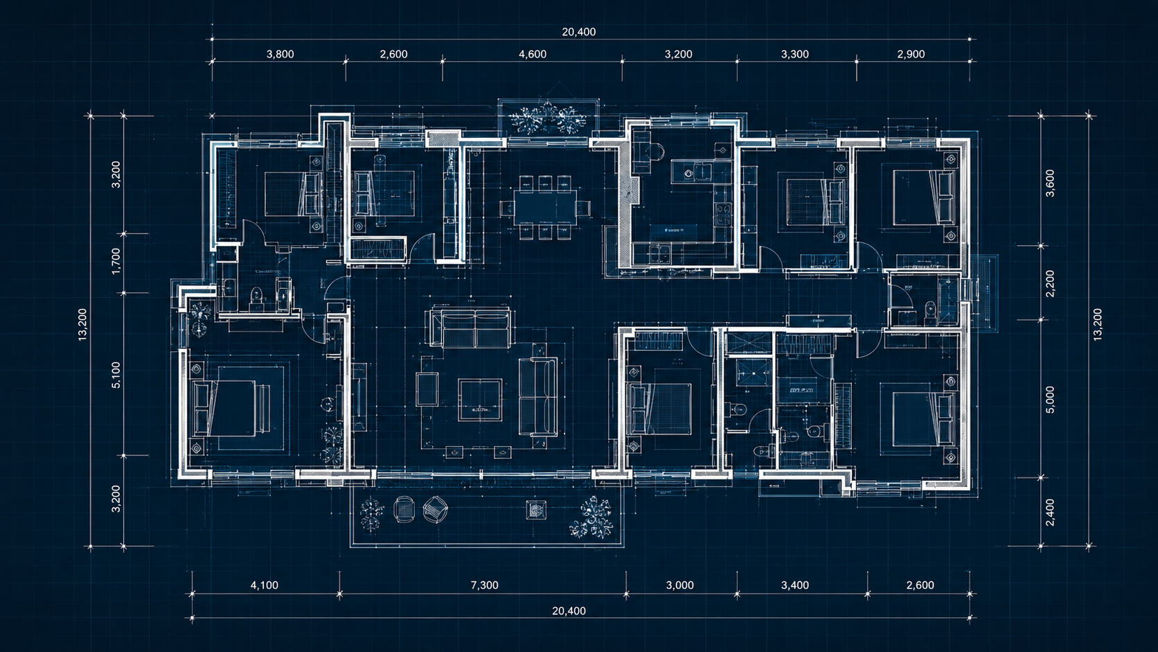 Detailed floor plan blueprint